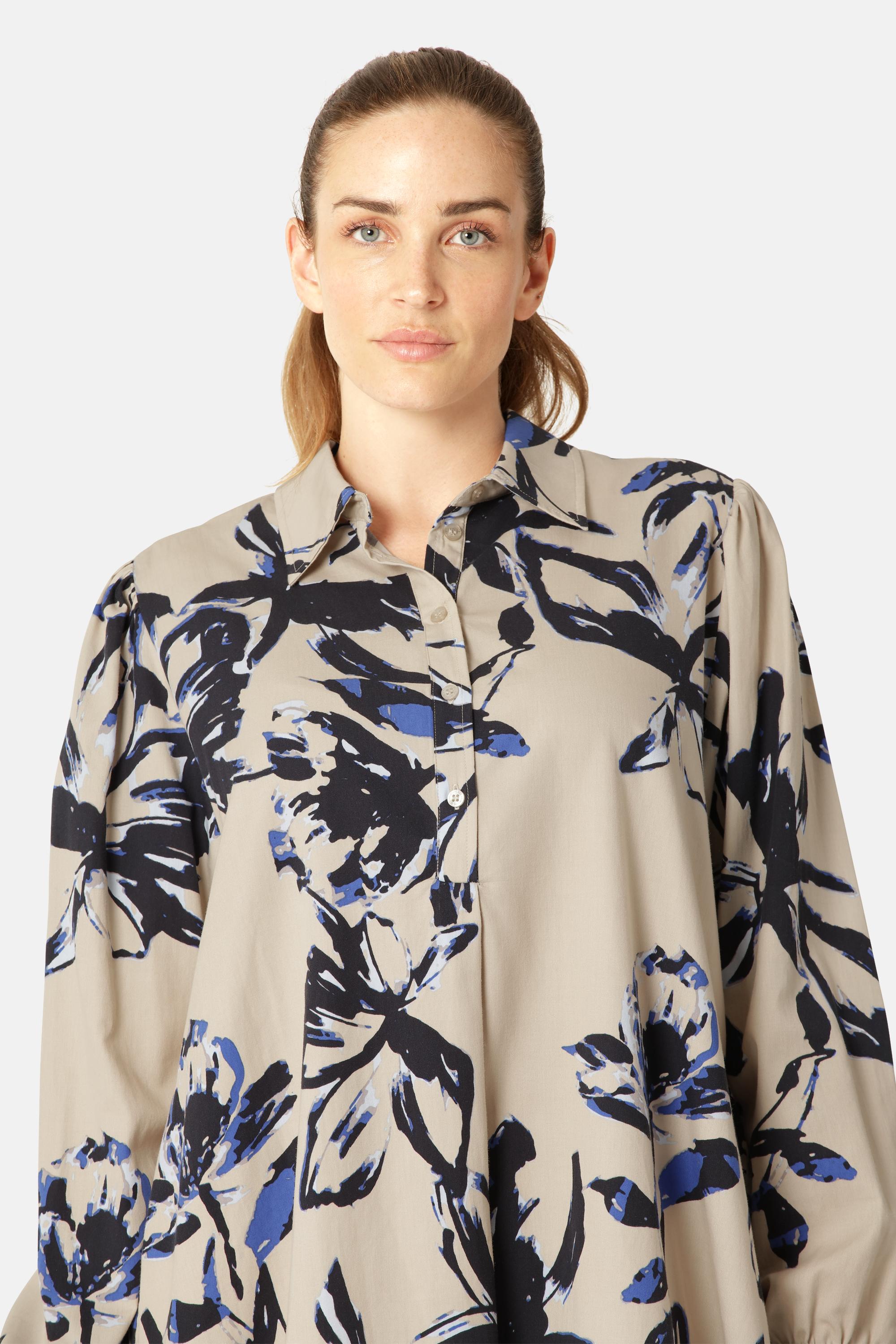 Lang Tunika Kjole - Sand Artsy Stroke Flower